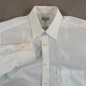Vintage Paul Smith Made in England Dress Shirt Men 38 15 White Long Sleeve CEO